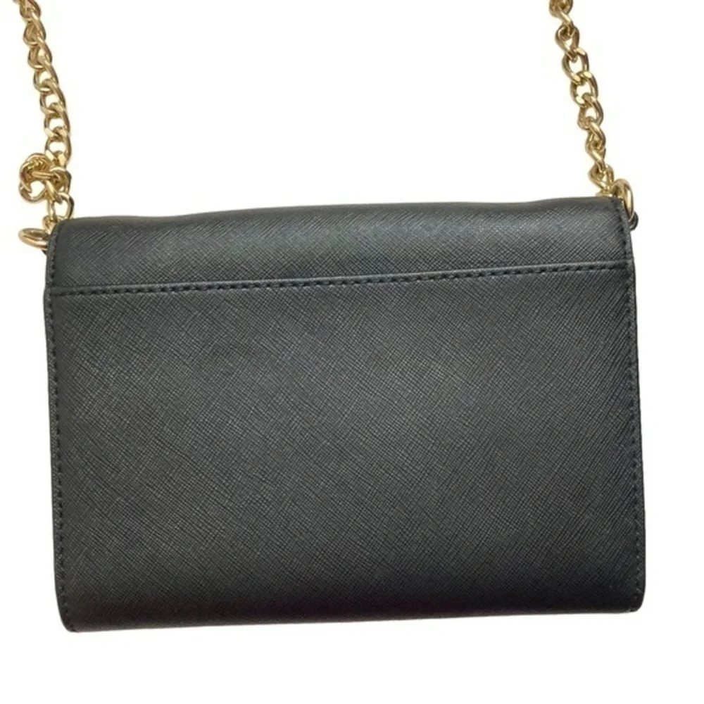 Michael Kors black saffiano leather crossbody convertible clutch bag